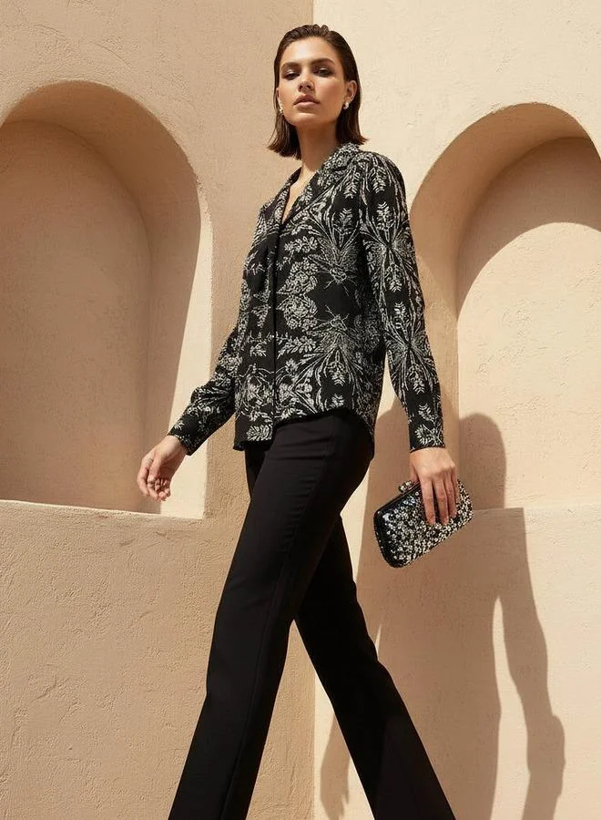 سبلاش فيڤ Shirt with Floral Print